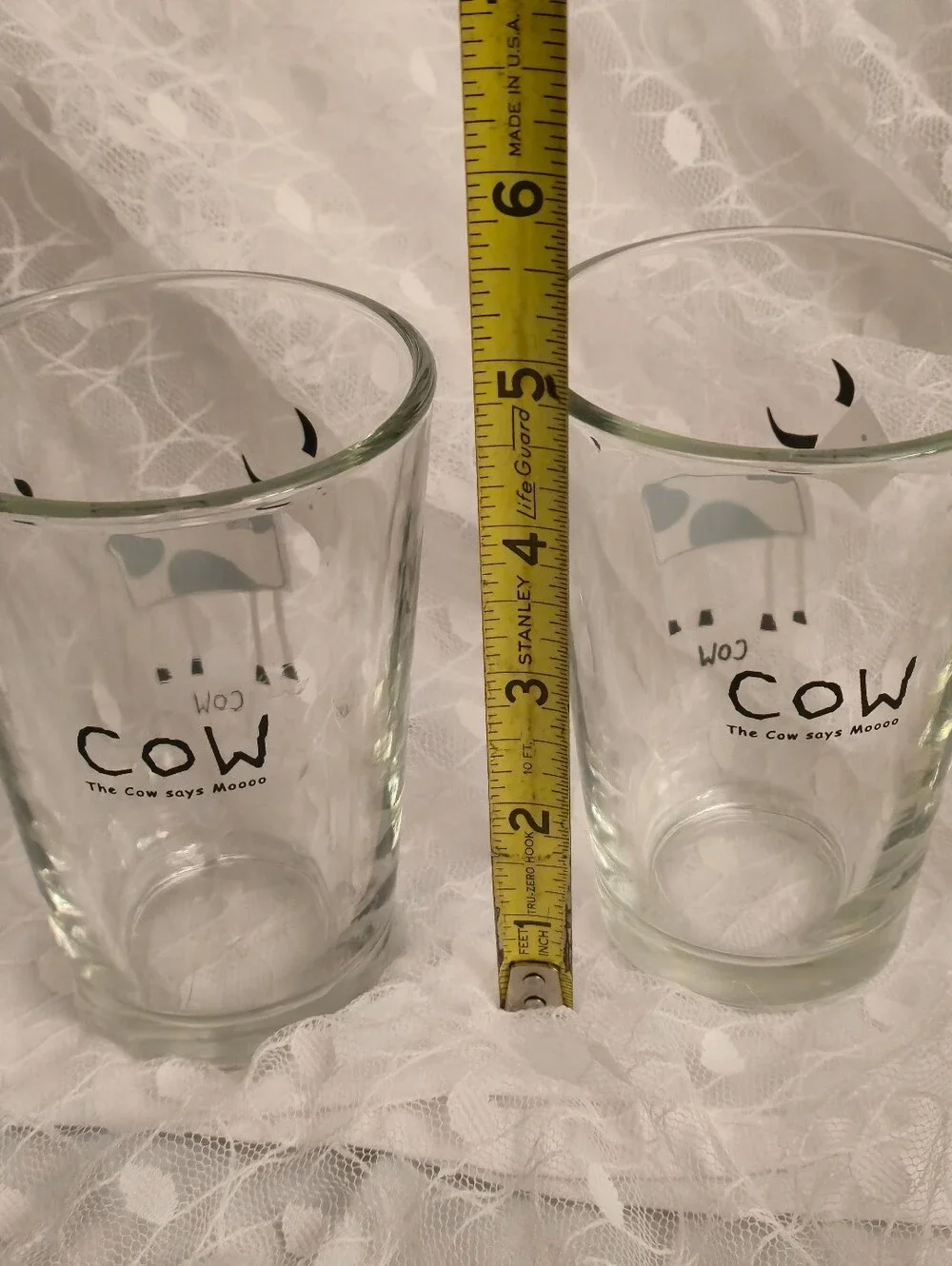 The Cow Says MOO Cute Whimsical Cow Print Clear Drinking Glass - Set of 2